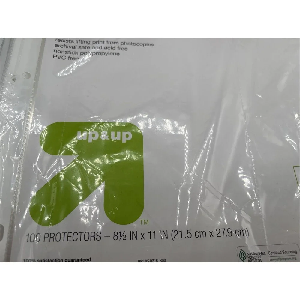 Up&up 100ct Letter Plastic Page Sheet Protectors Standard Clear 8.5x11